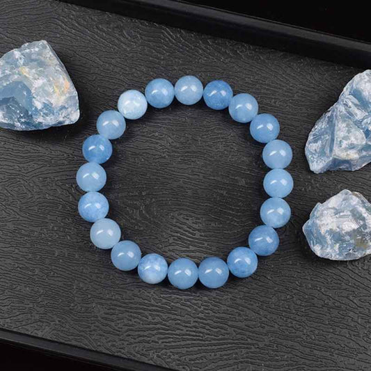 Jade - Armband med Naturliga Akvamarin-Kvarts-Pärlor